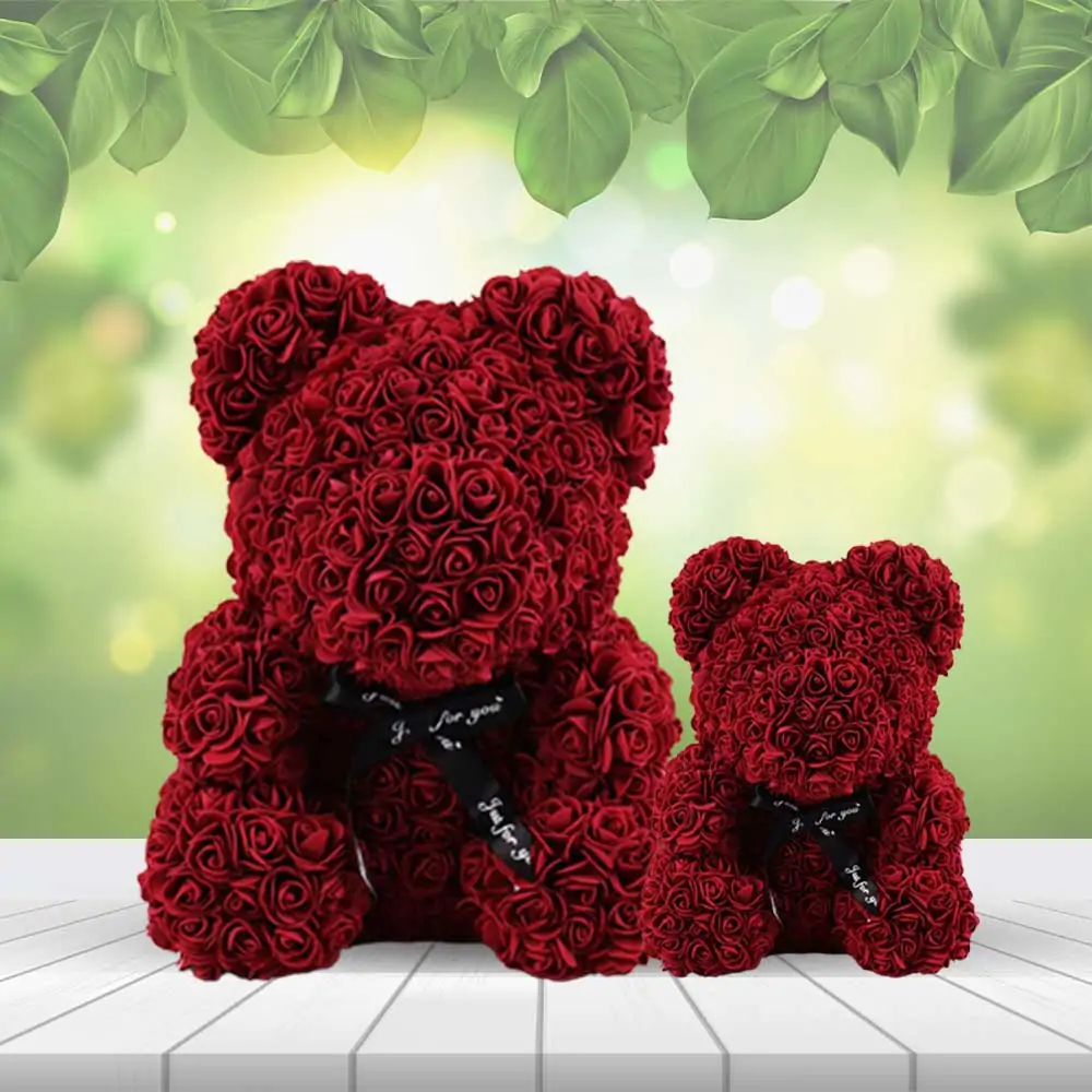 Burgundy Rose Bear